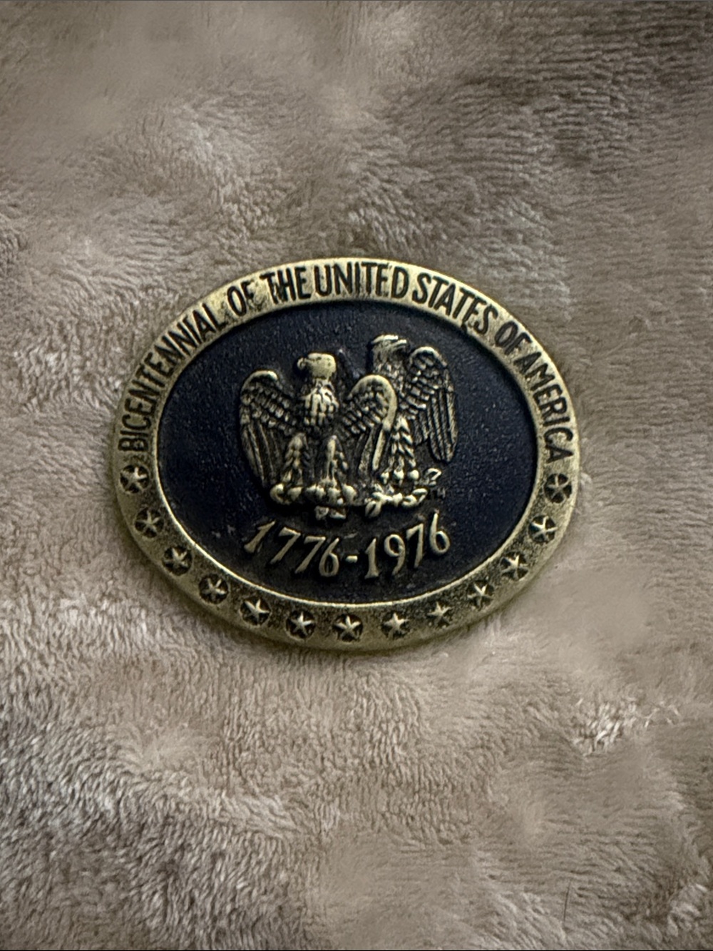 Bicentennial Oval Medal Accent - Gold and Black belt buckle 1776-1976